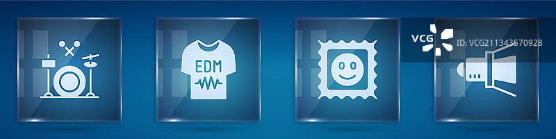 架子鼓、T恤、迷幻剂和电影素材图片素材