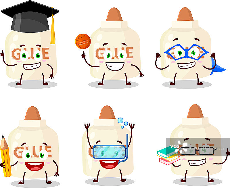 学校学生与胶水卡通形象图片素材