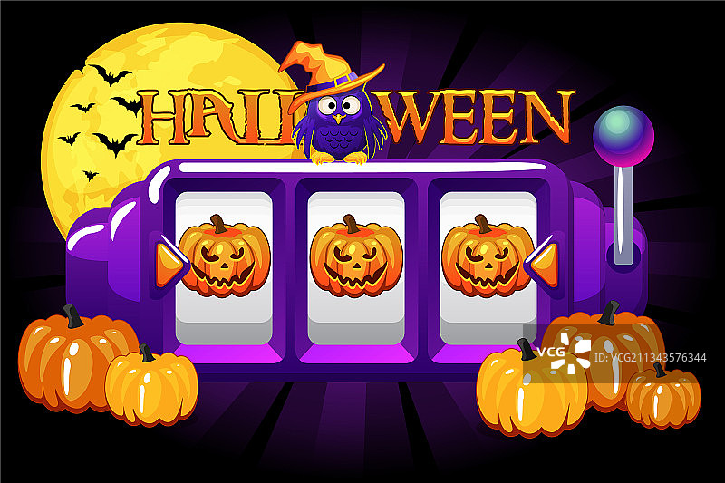 万圣节老虎机南瓜头奖图片素材