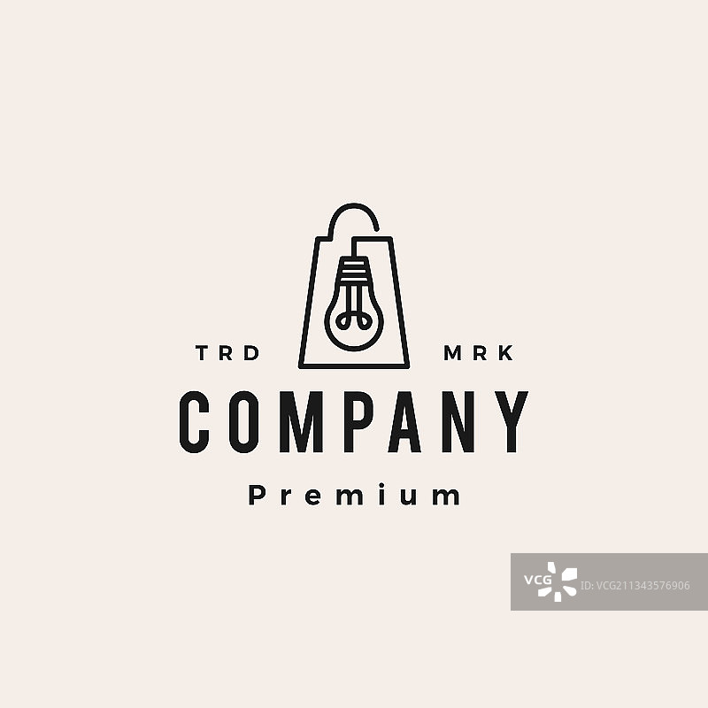 灯泡商店购物袋复古风Logo图片素材