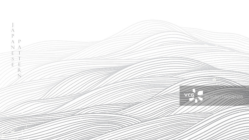 具有灰色线条波浪图案的日式背景图片素材