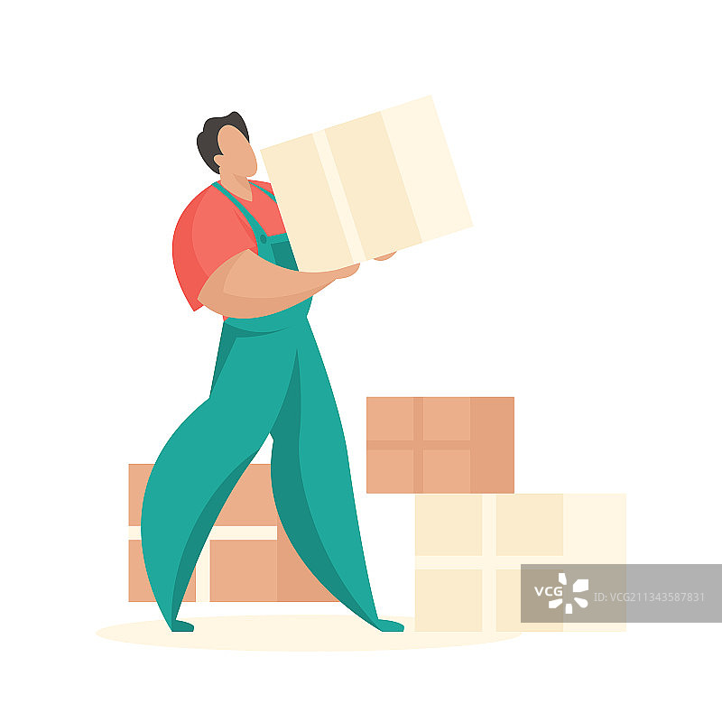 装卸箱子的专业工人图片素材