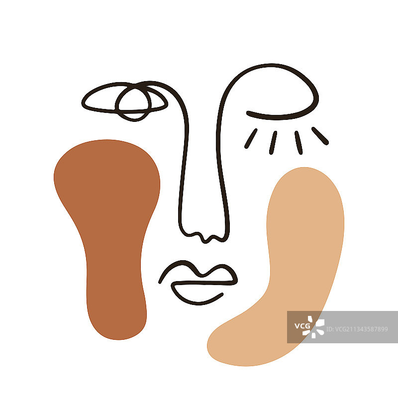 中性色抽象人脸肖像图片素材