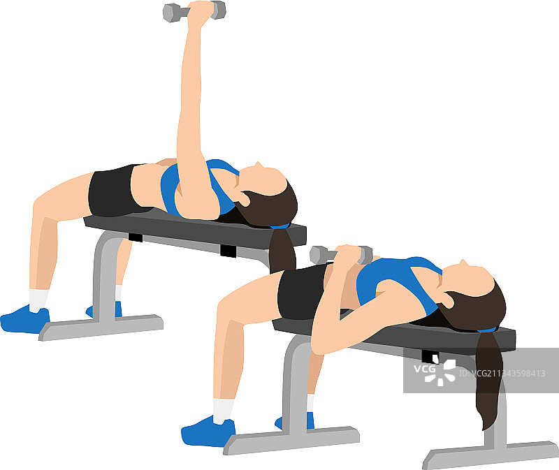 女人做扁平风格的运动图片素材