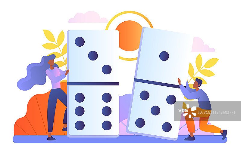 多米诺骨牌游戏象征团队合作图片素材