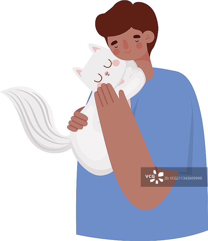 男人和小猫图片素材