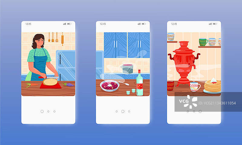 俄罗斯传统美食：罗宋汤、布利尼、伏特加图片素材