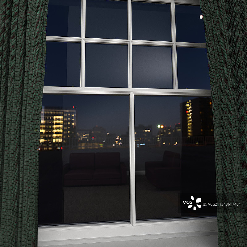 夜景城市窗户图片素材