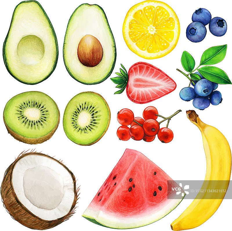 水彩水果套装图片素材