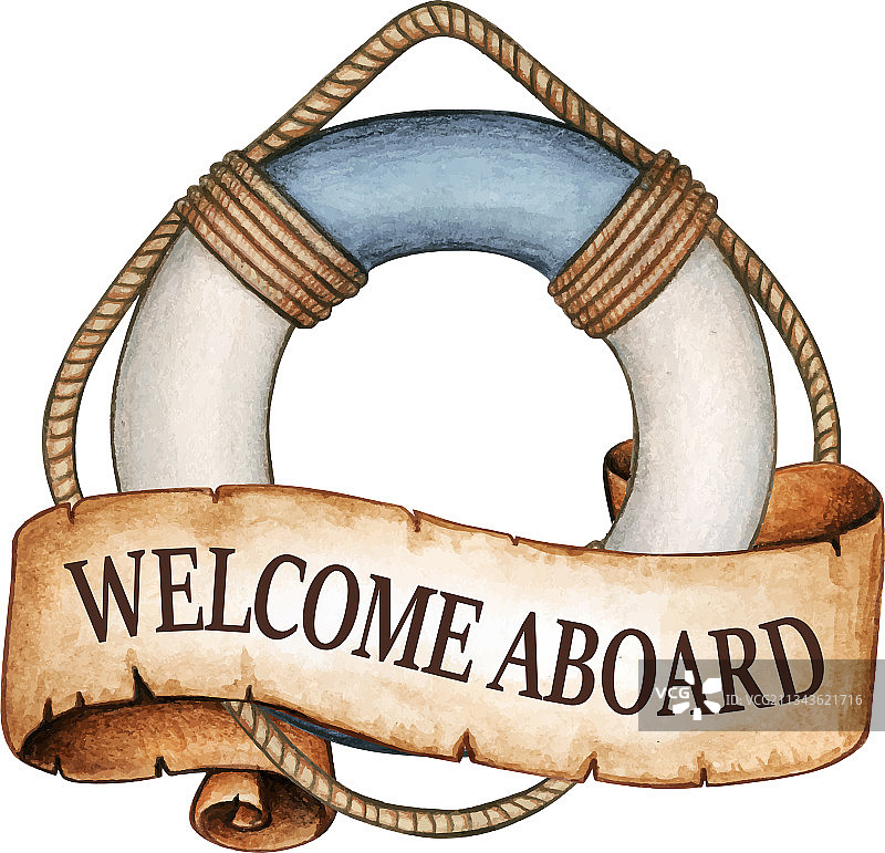 水彩复古救生圈图片素材