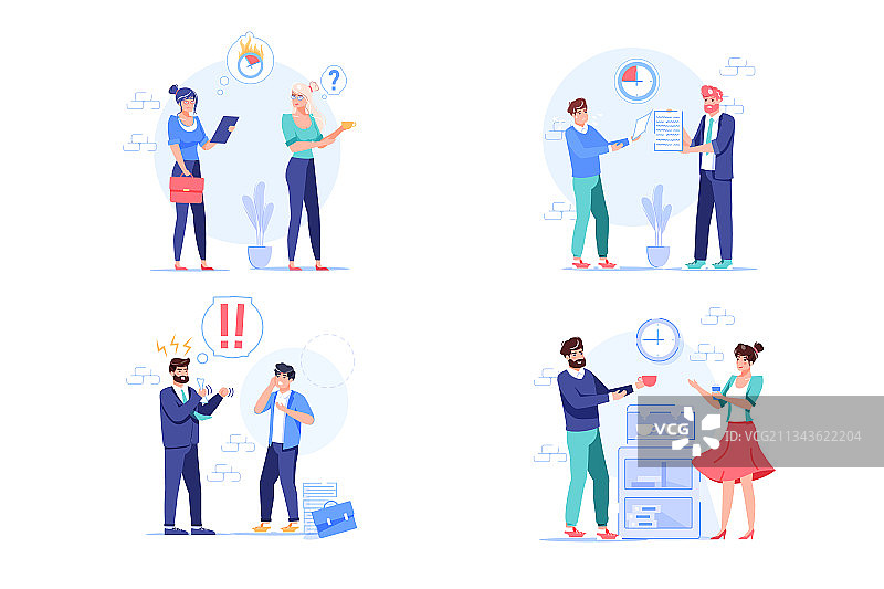 扁平卡通办公室职员角色合集图片素材