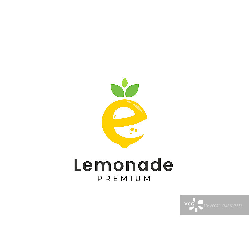 字母E柠檬橘子水果logo图标图片素材