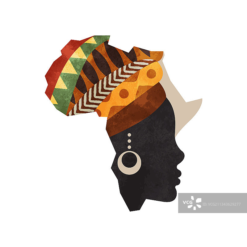 黑色非洲女人与非洲地图概念隔离图片素材