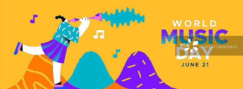 音乐日banner：吹单簧管的女人图片素材