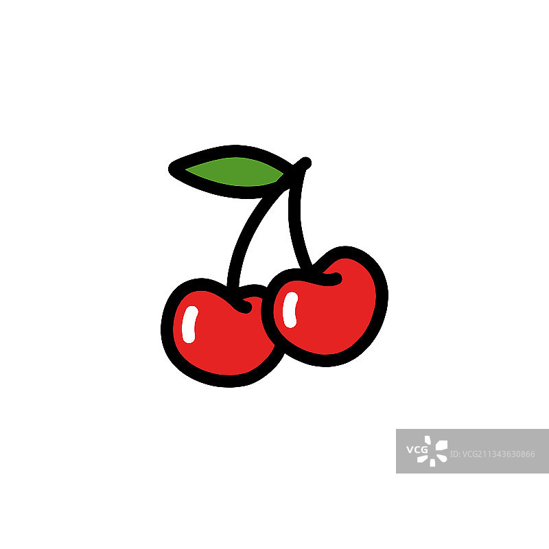 樱桃涂鸦图标彩色线条图片素材