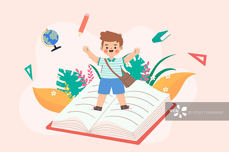 小朋友学习教育矢量插画图片素材