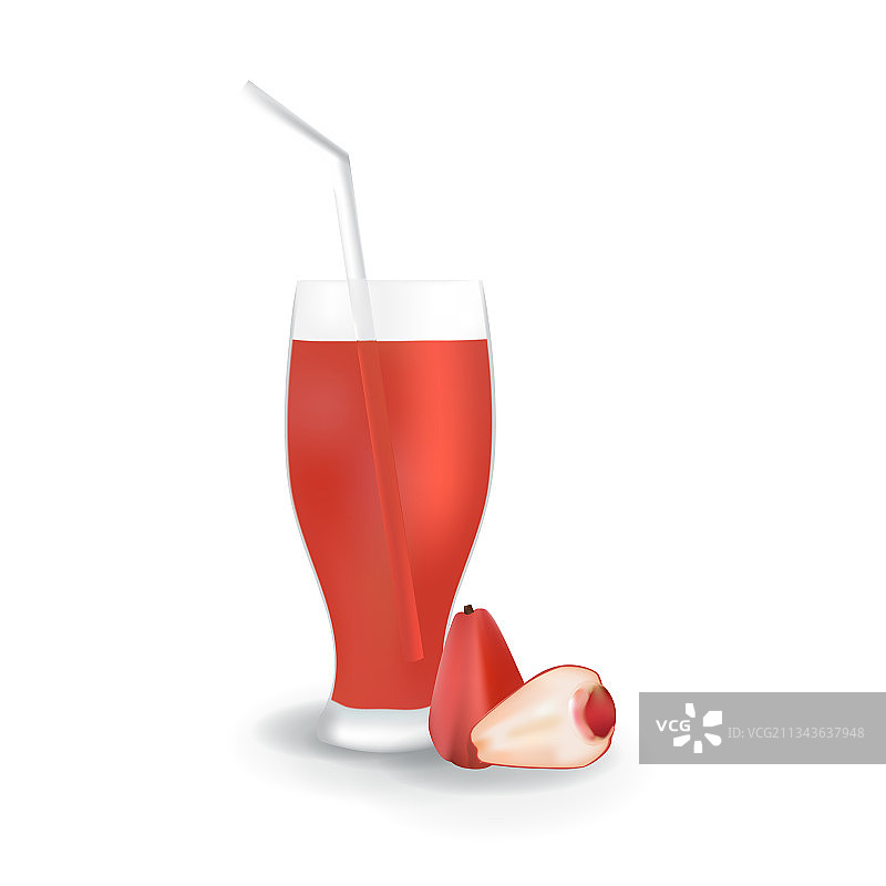 玻璃杯中逼真莲雾果汁图片素材