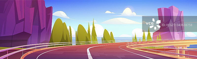 海边山景高架路汽车图片素材