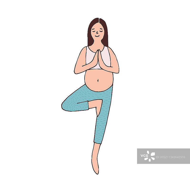 练习孕期运动的大肚子孕妇图片素材
