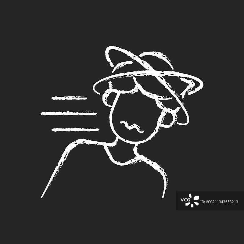 深色背景上的昏厥粉笔白色图标图片素材