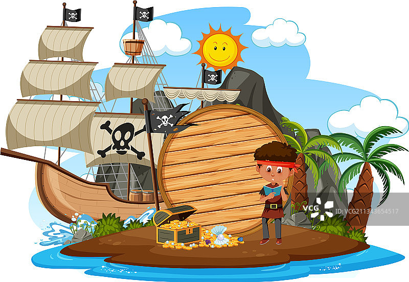 海盗岛与空白banner图片素材