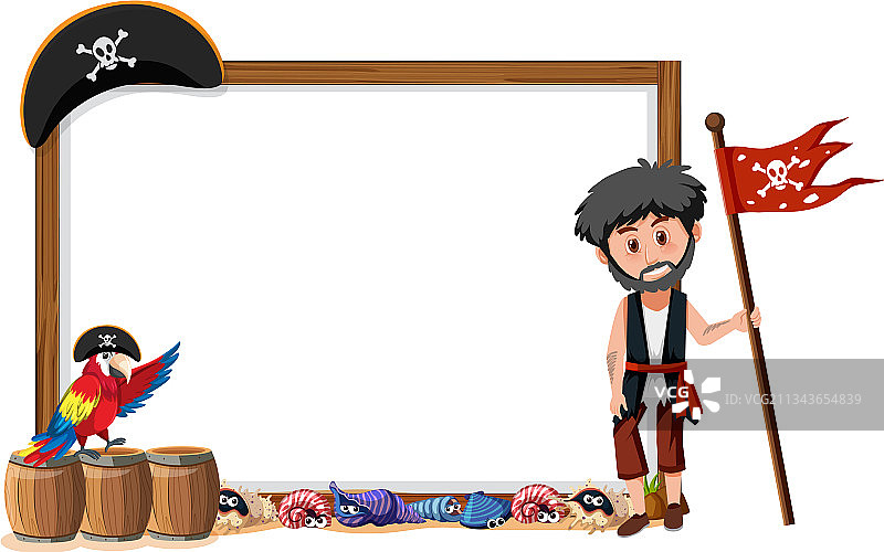 带空白banner的海盗男孩卡通角色图片素材