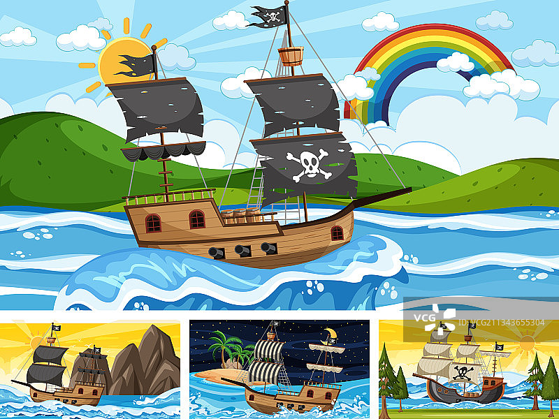 不同时段海洋场景图集图片素材