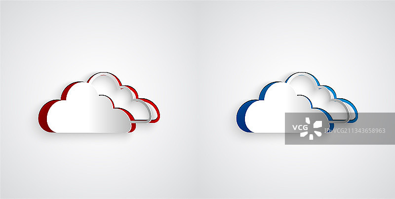 灰色背景上的剪纸云朵图标图片素材