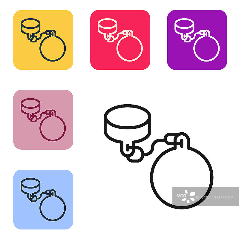 白色背景上的黑色线条链球图标图片素材