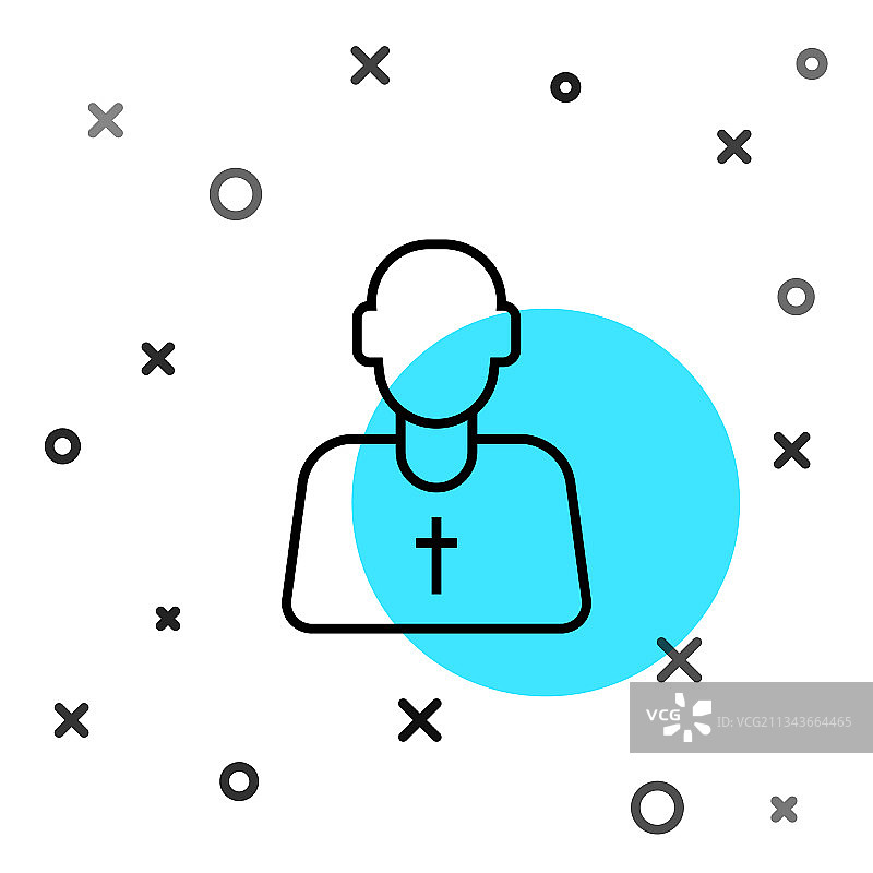 白色背景上的黑色线条牧师图标图片素材