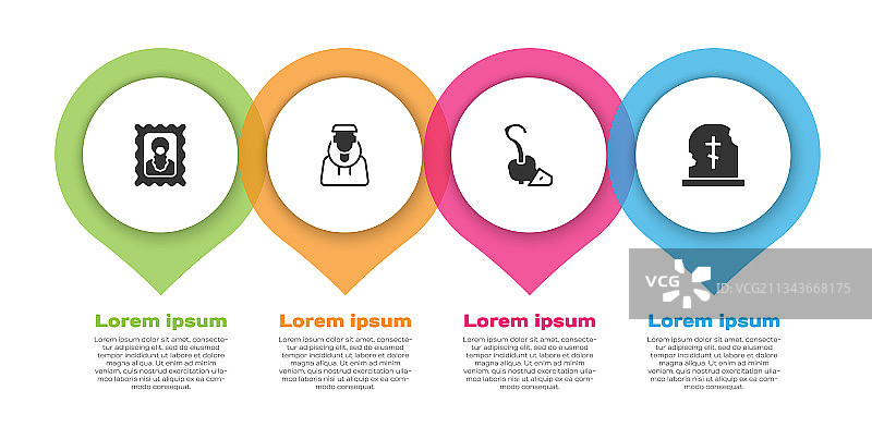 基督教图标：僧侣、魔杖与坟墓图片素材