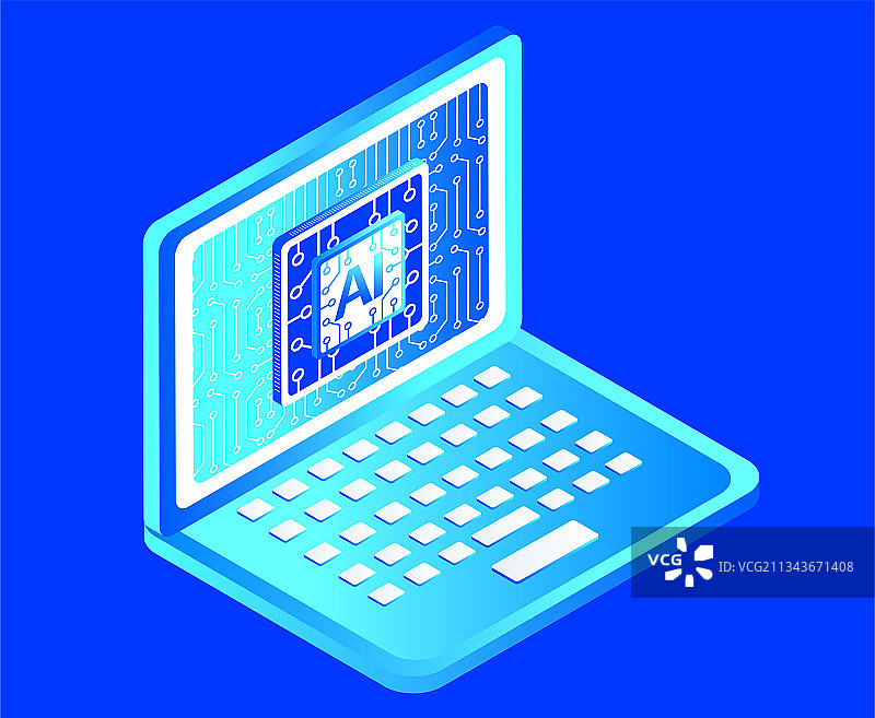 大数据科技AI芯片矢量插画素材图片素材