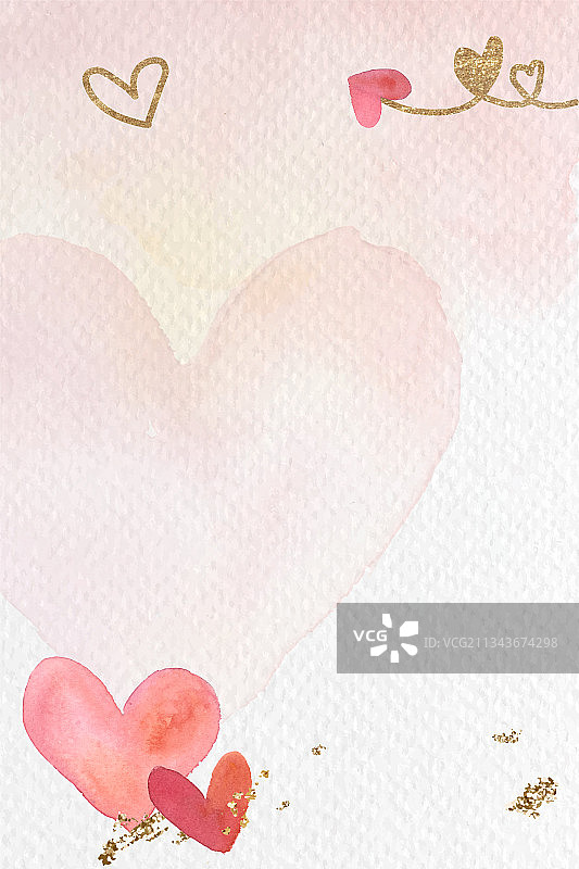 红色爱心水彩背景图片素材