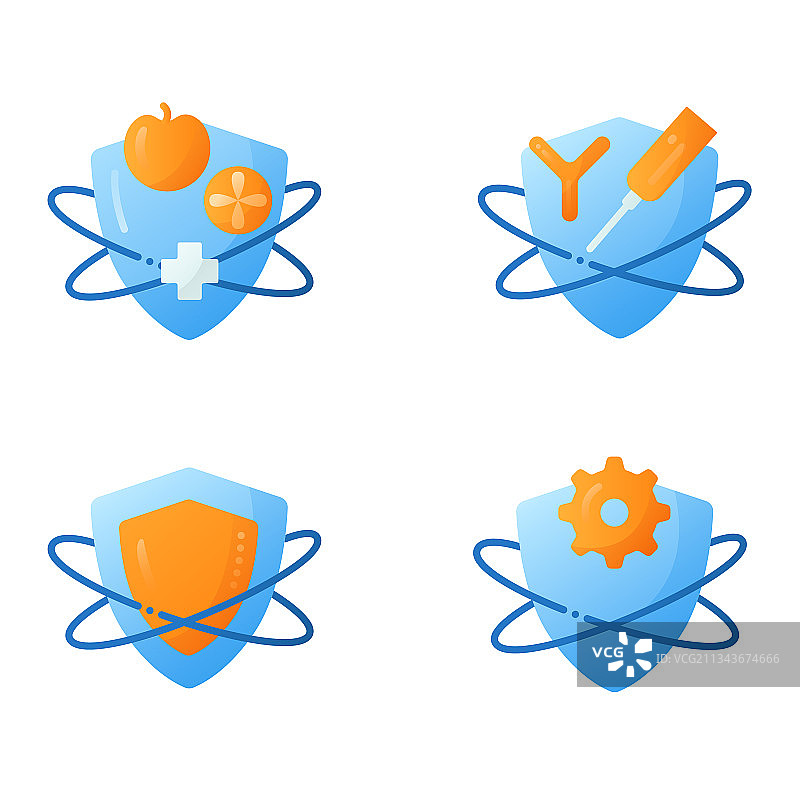 免疫系统扁平图标集图片素材