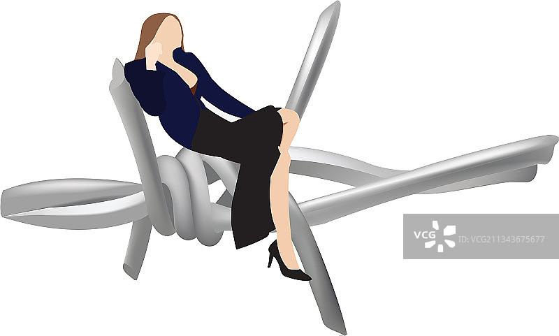 坐在带刺铁丝网上的显赫人物图片素材