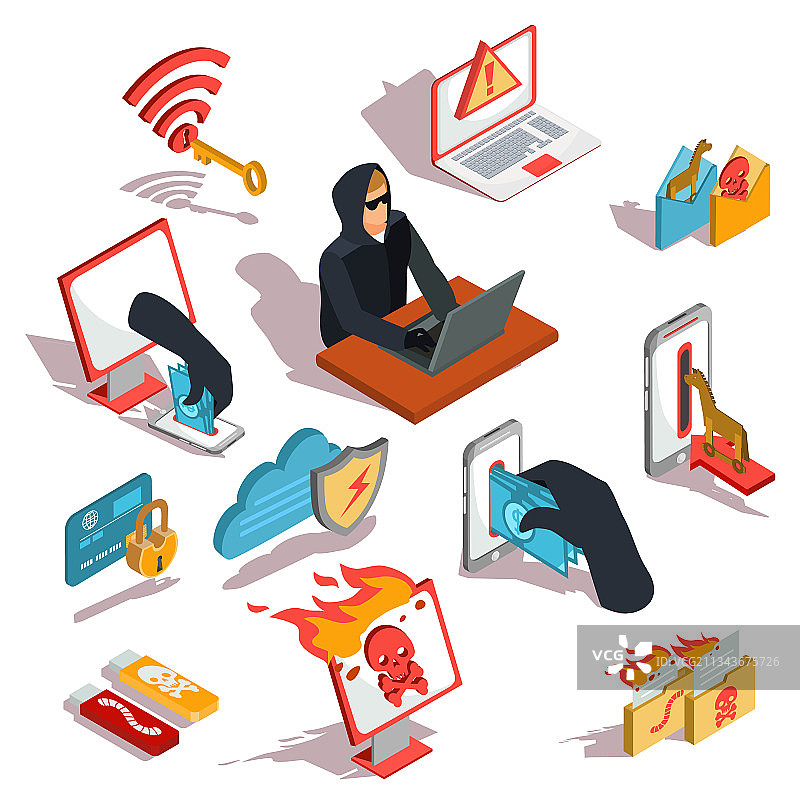 2.5D黑客图标套装图片素材