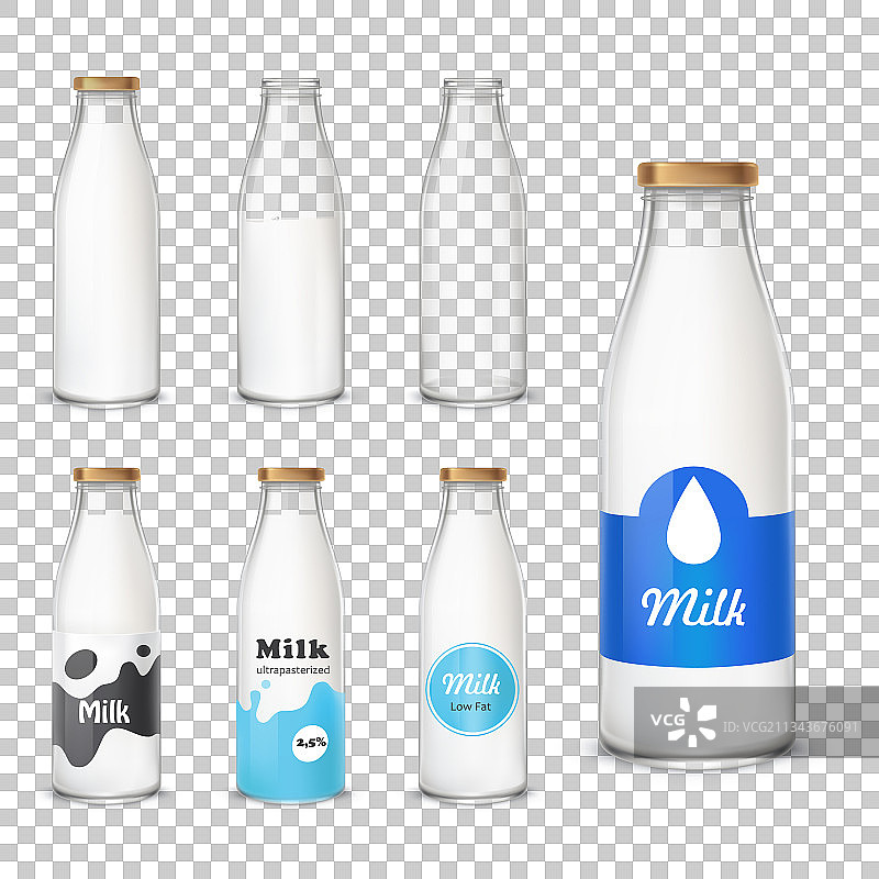 牛奶玻璃瓶图标图片素材