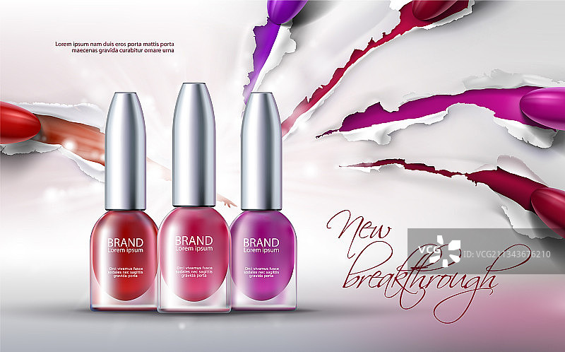 逼真风格的彩色美甲图片素材