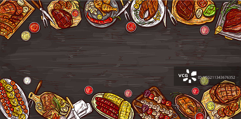 烧烤背景美食banner图片素材