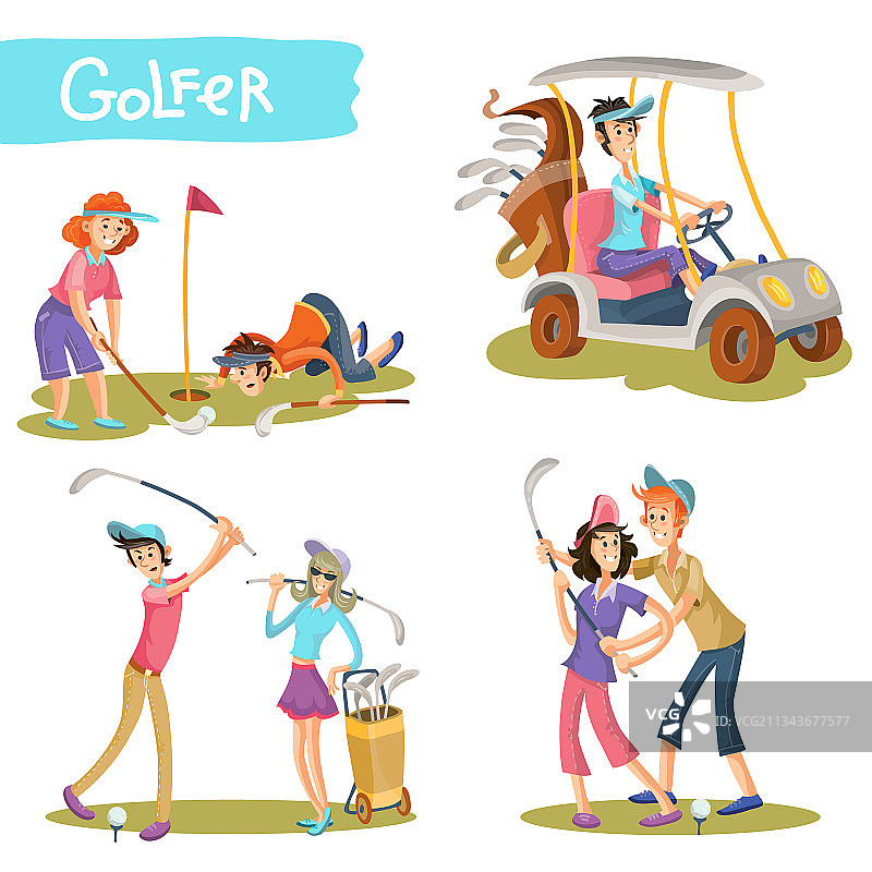 有趣的高尔夫卡通人物图片素材