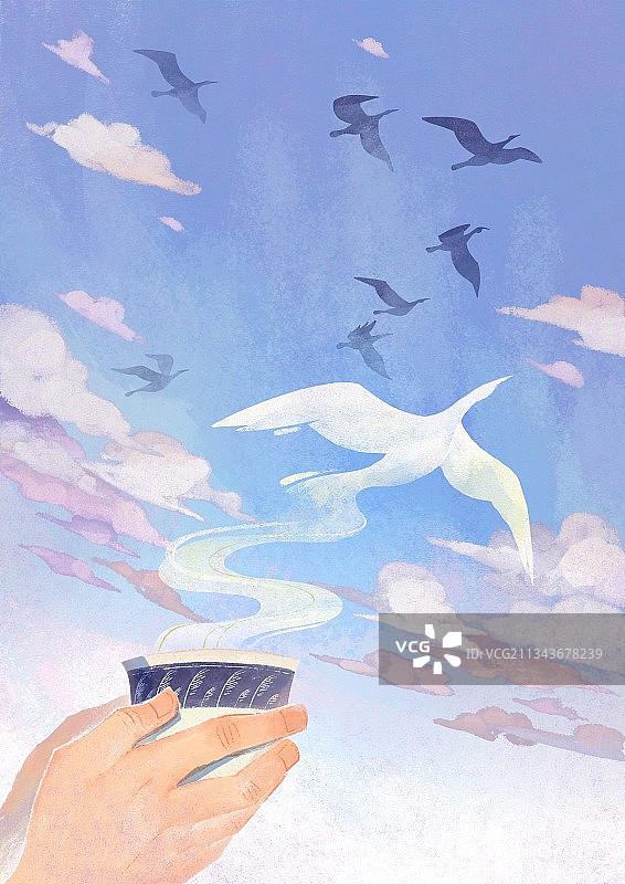 茶的热气变成一只鸟图片素材