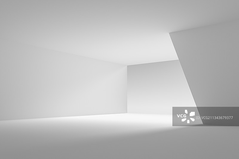 简洁几何室内空间过道，三维图形图片素材