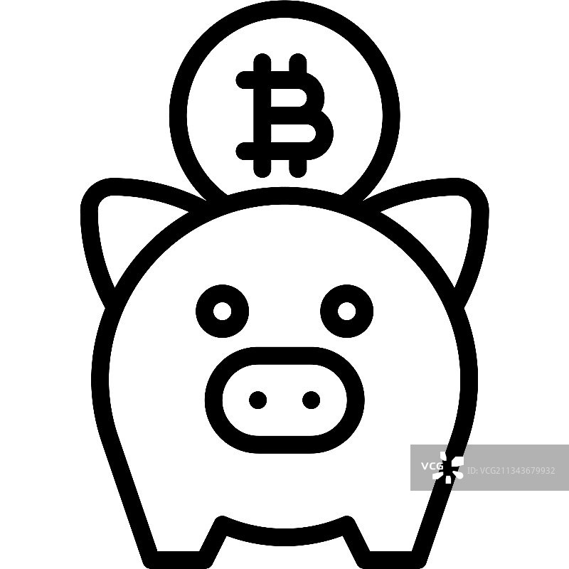 比特币和小猪储蓄罐图标，加密货币相关图片素材