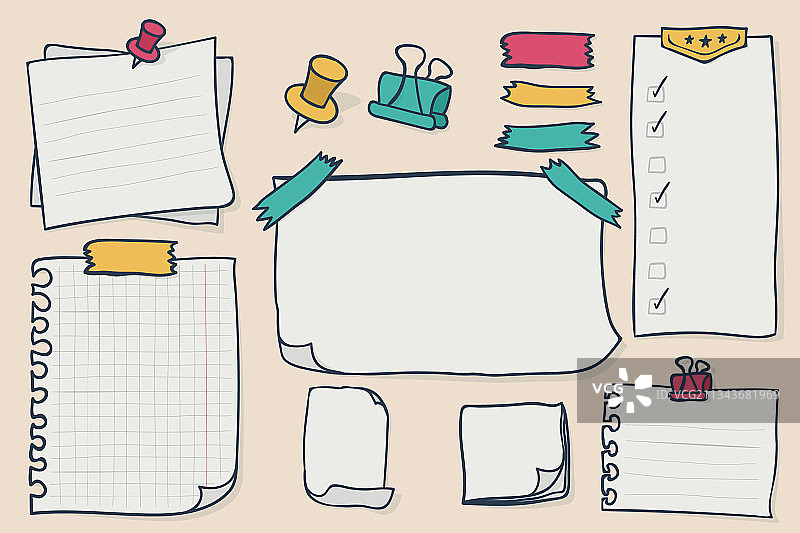笔记本空白便签元素套装图片素材