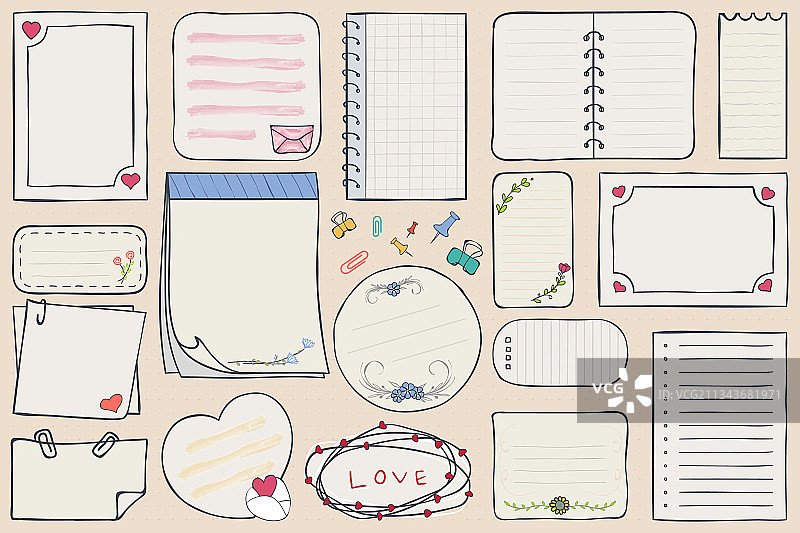 笔记本空白便签元素套装图片素材