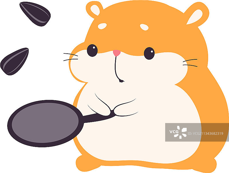 可爱的仓鼠在煎锅里炒种子图片素材