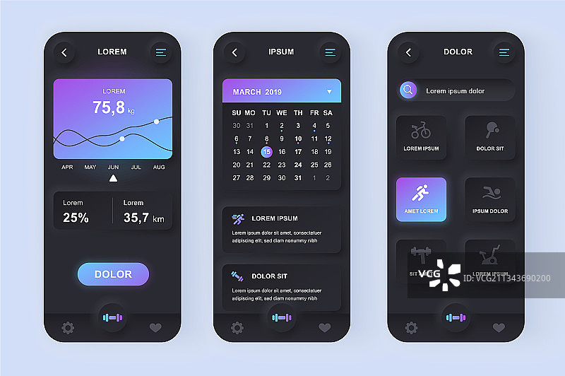 独特的拟物化健身锻炼设计工具包图片素材