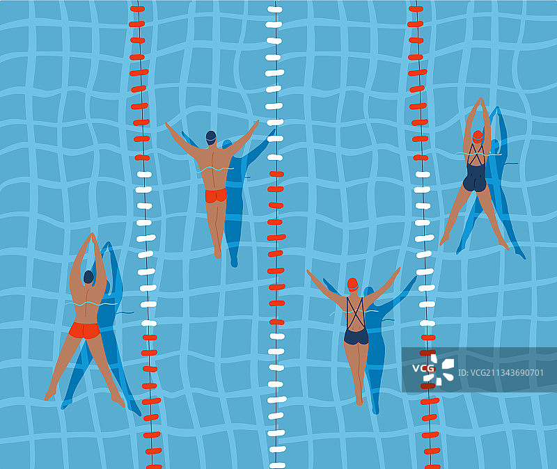 游泳池里的游泳者（俯视）图片素材