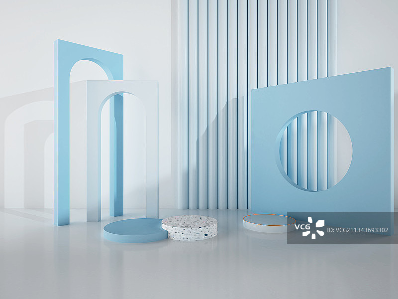 3D三维渲染人造创意几何体背景展示展台图片素材