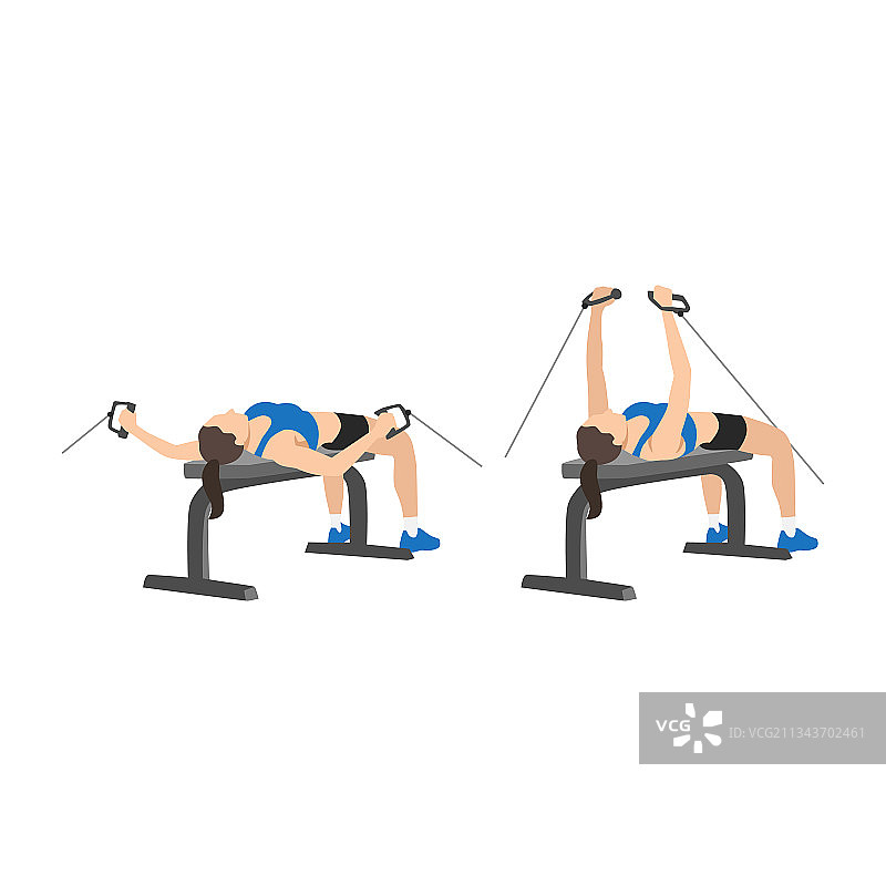女人做卧推飞鸟训练图片素材